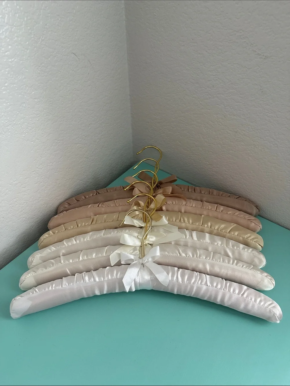 Satin padded heavy duty hangers-set of 6ct. in natural ombré colors-brand new.